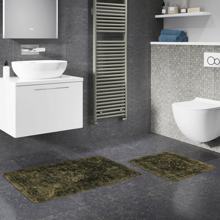 Mijölnir Juego de alfombrillas de baño de algodón Verde Mijölnir Juego de alfombrillas de baño de algodón Verde